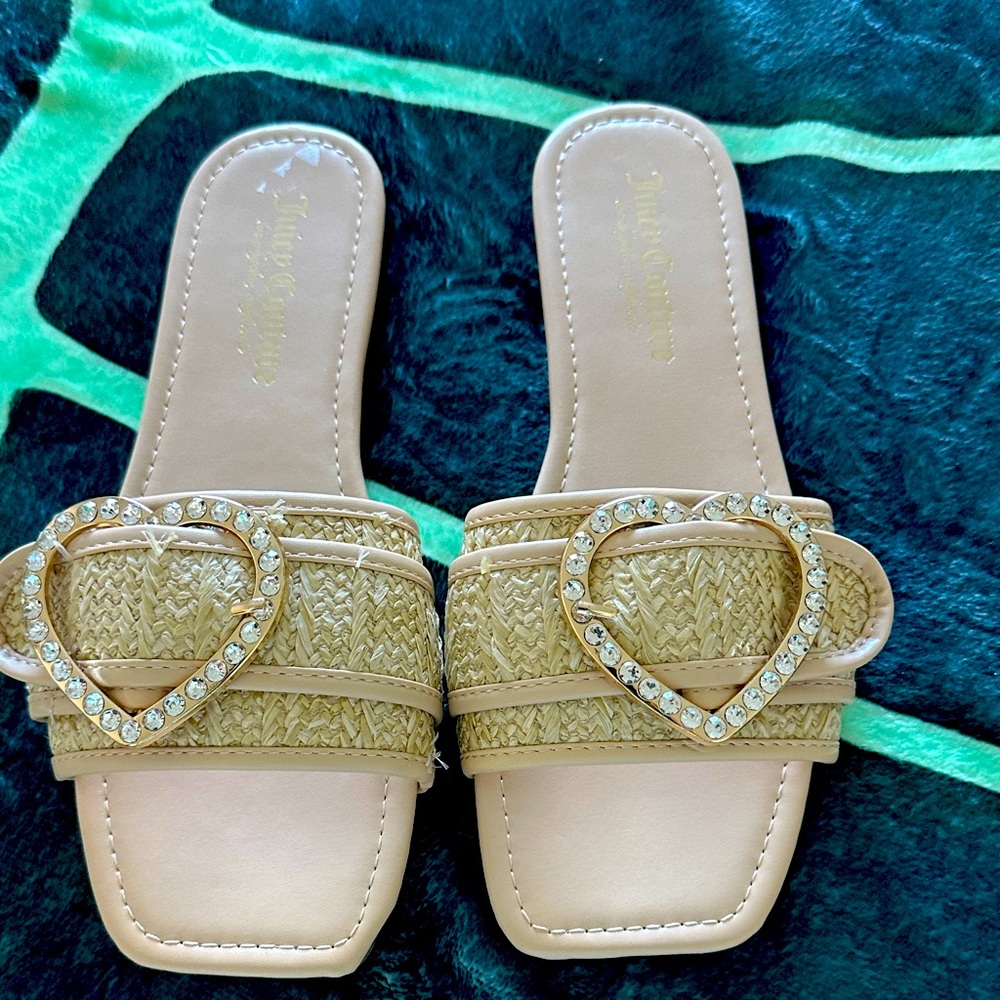 Juicy Couture Beige Sandals with Heart Accent